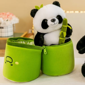 25cm Panda Stuffed Animals 2 in-1 Panda and Bamboo Plush Toys Set Panda Stuffed Toy Gift Panda doll for kids