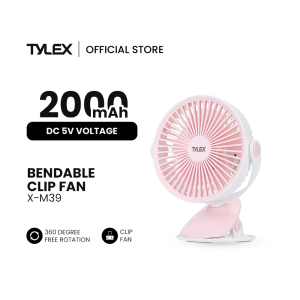 TYLEX X-M39 360° Portable Silent Desk Clip Fan USB Charging For Home Office & Baby Stroller