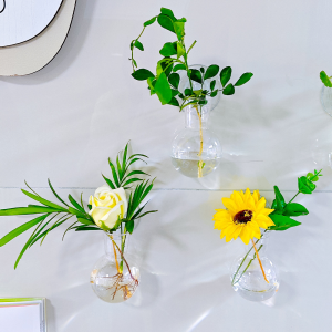 1/3PCS Acrylic Wall Mounted Vase Transparent Creative Plant Hydroponic Container Home Decoration