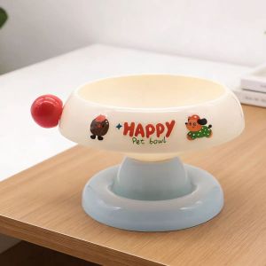 Ermo hạnh phúc Bát ăn cho thú cưng nâng cao khay cho ăn với cơ sở chống tip và thiết kế hoạt hình thú vị cho mèo và chó