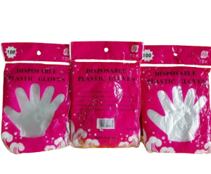 100pcs/50pair (Pink Pack) high quality Transparent and Durable Disposable Plastic Gloves Food Handling Safety Gloves Cleaning Gloves (Large Size)