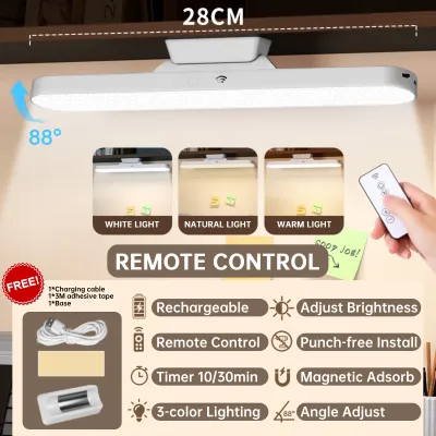 Magnetic Led Strip Light for Bedroom 3 Colors USB Rechargeable Table Lamp Desk Study Lights with Remote Control