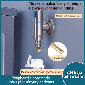 304 Stainless Steel Abu-abu Keran Air Mesin Cuci Menghentikan Air Anti Ledakan yang Diperkuat