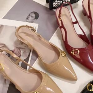 [Free Shipping] Shiny Pointed-Toe Stiletto Sandals Available in Three Colors Slip-On Wasteland Style High-End Womens Fashion High Heels