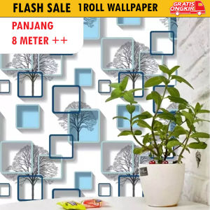 Wallpaper Dinding Motif Daun Kotak Rambat 3D 10m x 45cm