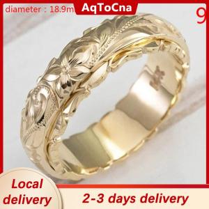 [COD] AqToCna Ship within 24 hours Exquisite Womens 14k Gold Ring Hang Engraved Flower Ring Anniversary Gifts