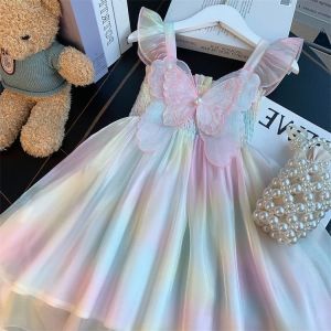 Baby Girl Summer Dress Influencer Butterfly Wings Camisole Skirt Little Girl Summer Princess Dress Fairy Style