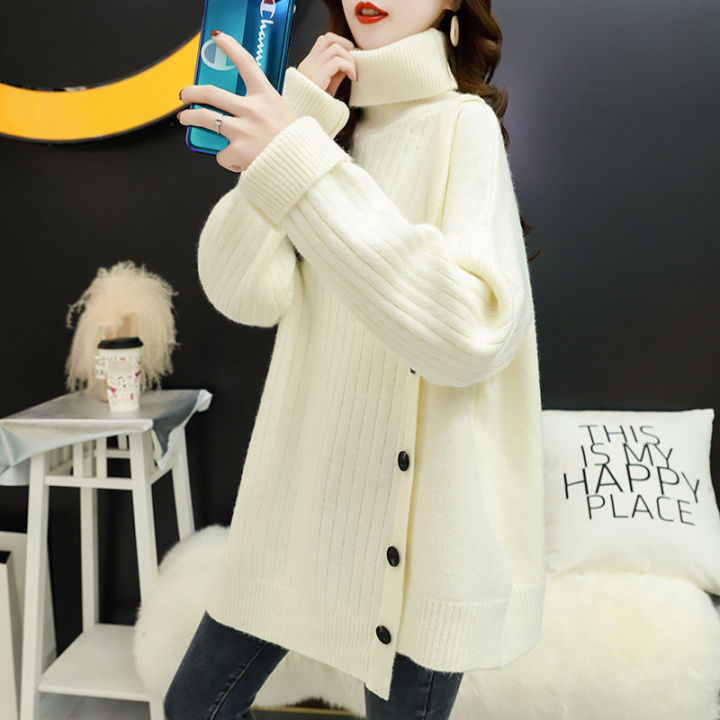 High Neck Long Sleeve Knitted Sweater Autumn And Winter Korean Version