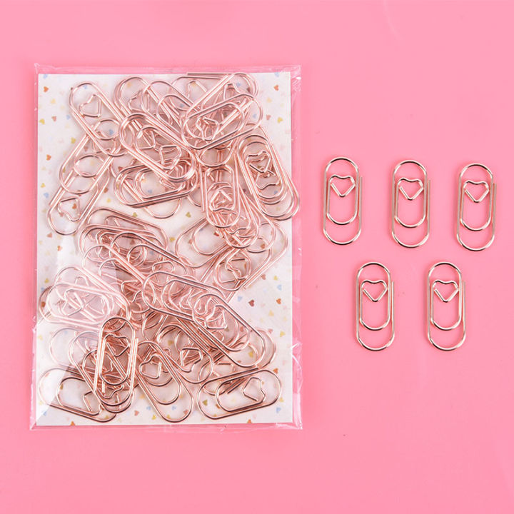 [CHYIN] 50pcs /bag the mini heart gold rose gold Color Clip Bookmark