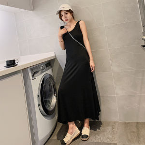 Burberfly Dress-Plus Size Korean Trend Ladies V-Neck Long Sando Blouse Long Camisoles Spaghetti Sando Dress Maxi Dress For Women On Sales(S-4XL)