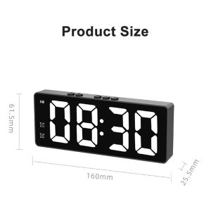 Emika Choice LED Mirror Table Clock Digital Alarm Snooze Display Time Desktop Electronic Table Clock