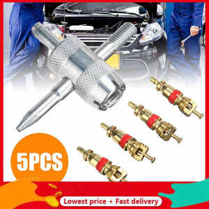 1set 4 Way Car Bike Tyre Tire Valve Repair Remover Tool+4 Valve Stem Cores