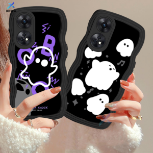 (Lokal Ready) Xinyu Casing hp OPPO Reno 8T 4G Reno 6 5G Reno 5 Reno 5F Reno 4F Kartun Lucu Imut Ghost Little Monster Lembut Bergelombang Tepi Sarung Soft Case