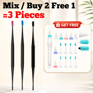 HEVEA BUY2 FREE1 Ear Pick Double-Headed Spiral Silicone Tool Kid Baby Pencungkil Gorek Telinga 双头螺旋式硅胶挖耳勺