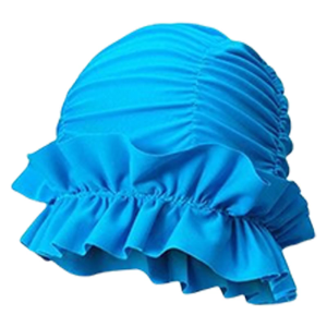 หมวกว่ายน้ำมีสไตล์หมวกว่ายน้ำแต่งระบายสำหรับผู้หญิงหมวก Surfing ยืดหยุ่นสวมใส่สบายสำหรับผมยาวผมหยิกผมสั้น