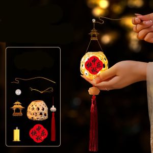 SINGLE Luminous Mid-Autumn Festival Lantern Handmade Ancient Style Rabbit Handheld Lantern Chinese Cartoon Flower Lanterns Kid Gift