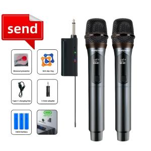 Rechargeable 108V Wireless Karaoke Microphone Handheld Mic Dual UHF Portable bluetooth Microphone clear sound