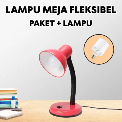 Lampu Belajar Jepit / Lampu Kerja / Meja Leher Flexibel Fitting E27