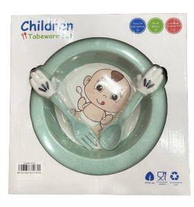 Đĩa kèm thìa dĩa Children lúa mạch không chứa BPA an toàn cho Bé