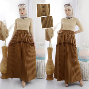 Rok Plisket Panjang Kerutan Kancing Kantong Polos Rok muslim Mayung Payung Bawahan Terbaru Termurah Terlaris