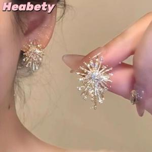 Heabety Trendy Sparking Snowflake Earring For Women Exquisite Shiny Zircon Imitation Pearl Earring Christmas Party Jewelry Gift