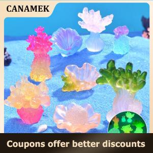 【 CANAMEK 】 Marine Luminous Coral Micro Landscape Ornaments Glowing Coral Oyster DIY Desktop Fish Tank Aquarium Decor Toys Dollhouse Model