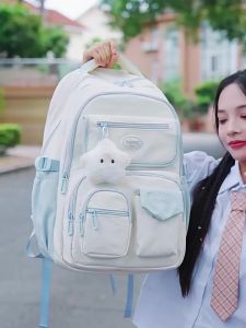 Balo học sinh nữ đi học cấp 2 3 màu pastel cute vải cao cấp chống nước đệm lưng chống gù 0963/02