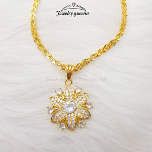 Dây Chuyền Titan Vòng Cổ Nữ Dây Long Phụng Bản To Kèm Mặt Hoa Đính Đá Sang Trọng Bền Màu D43M38 | Jewelry Queenn