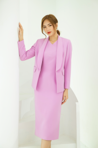 MAJCO ÁO VEST THIẾT KẾ CAO CẤP CỔ CÁCH ĐIỆU MÀU TÍM PASTEL