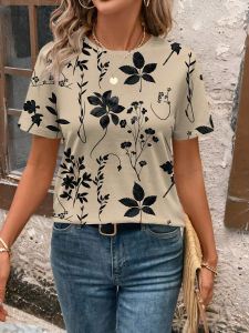 [Local Stock] ZEEMIN Heart Love Graphics T-Shirts Floral 3D Print Womens Casual Short Sleeves O-Neck T Shirt Y2k Harajuku Tees Tops Female Clothing