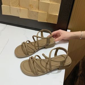 Free Shipping Stylish Sandals For Women Flat-Soled Versatile Comfortable Perfect For Pairing With Roman-Style Dresses And Featuring A Roman-Inspired Design For Summer