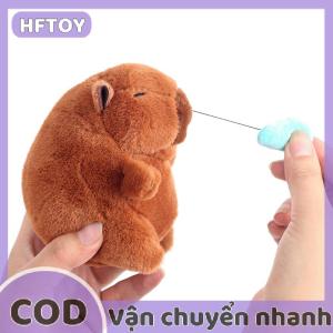 HFTOY Plush Phim hoạt hình capybara Mặt dây chuyền đồ chơi sang trọng kéo chuỗi kem dâu tây Búp bê túi treo đồ trang trí Keychain trang trí máy tính để bàn