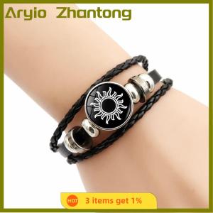 Aryio 2Pcs Luminous Couple Bracelets Sun Moon Adjustable Black Braided Bracelet Friendship Fashion Romantic Jewelry Birthday Gifts