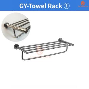 SG Stock 304 Stainless Steel Foldable Towel Shelf - Double Layer with Hooks Wall Mounted for Bathroom
