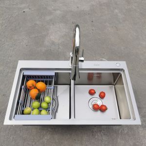 [FREESHIP+QUÀ TẶNG RỔ ĐỰNG TRÁI CÂY] Chậu rửa bát inox 304 cao cấp FOXIS FX-8147 (KT 81X47CM) công nghệ nano chống xước dễ vệ sinh