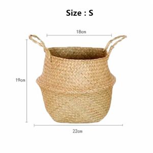 【i.Rumah】 Seagrass Wickerwork Basket Rattan Hanging Flower Pot Dirty Laundry Hamper Storage Basket