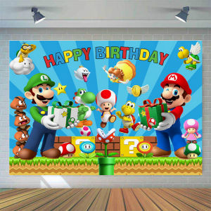 Hantar dari gudang tempatanNew Mario Birthday Backdrop Mario Game birthday backdrop holiday party backdrop