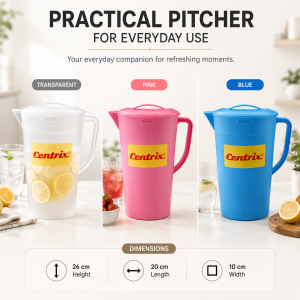 Large Plastic Water Pitcher with Lid Drinking Jug Juice Container for Family Meals Picnics & Gatherings