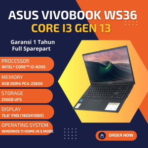 UNIT TERBARU ASUS VIVOBOOK E1504G-WS36 / i3-N305 / RAM 8GB / 256GB UFS / 156" FULL HD / WIN 11 ORIGINAL / GARANSI 1 TAHUN