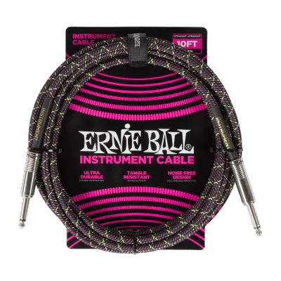 Ernie Ball Braided Instrument Cable Straight/Straight 10ft - Purple Python