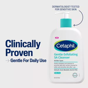 Cetaphil Gentle Exfoliating SA Cleanser 473ml Salicylic Acid Mandelic Acid & PHA Daily Exfoliation Face Wash Deep Pore Cleansing Suitable For All Skin Typesl Gentle Daily Skin Renewal Smooth Soft Skin