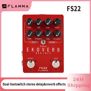 FLAMMA FS22 Ekoverb Dual Reverb Delay Pedal with Freeze and Trail On Function with Power Supply