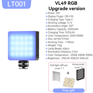 Ulanzi VL49 RGB Pro Video Light Mini LED Camera Light 2500mAh Rechargable Magnetic LED Lamp for Vlog for Youtube Tik Tok