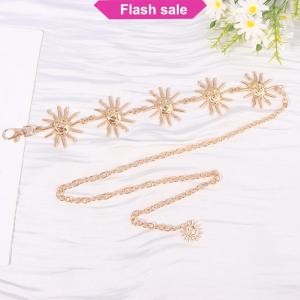 SHENHAO2🎀 Gothic Kim Loại Mặt Trời Vành Đai Cho Phụ Nữ Thời Trang Hight Eo Mặt Trời Chuỗi Đồ Trang Sức Quà Tặng Đám Cưới Sash Celestial Eo Chains Ăn Mặc Phụ Kiện