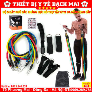 BỘ 5 DÂY NGŨ SẮC KHÁNG LỰC HỖ TRỢ TẬP GYM ĐA NĂNG CAO CẤP 150LBS