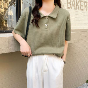 IELGY Polo shirt Hong Kong flavor age-reducing short-sleeved T-shirt women