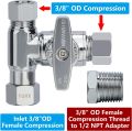 Brass Angle Stop Add-A-Tee Valve for TOTO Washlet Bidet and Handheld Sprayer, 3/8 Inch Compression Shut Off 3 Way Diverter Connector, 3/8"x3/8"x3/8" or 1/2" Toilet T Adapter. 