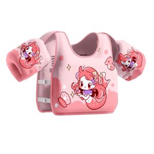 SERAPHYXO Không rơi ra Áo phao trẻ em Chống Rollover Có thể điều chỉnh Áo khoác bơi trẻ em Vòng tay bơi Hoạt hình Áo bơi không lạm phát Mùa hè