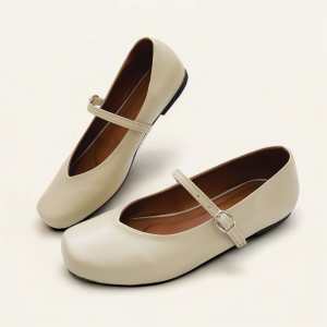 BERRY ALICE Comfortable Fashion Vintage Ballet Mary Jane Adjustable Strap Flat Doll Shoes for Women