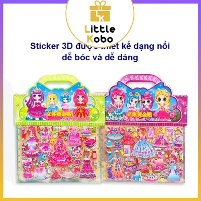 Hình Dán Công Chúa Sticker 3D 2in1 Tô Màu Hai Mặt Cho Bé Gái Đồ Chơi Trẻ Em Giáo Dục Thủ Công
